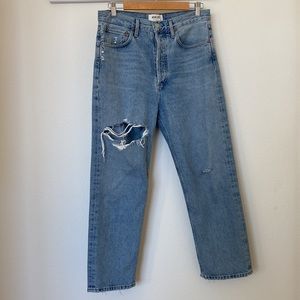 AGOLDE '90s Ripped Crop Loose Fit Jeans - size 27 - color: Echo